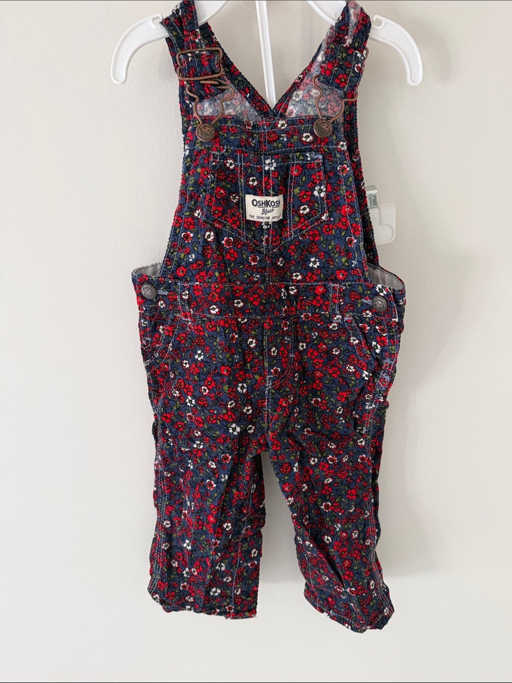 OshKosh B'gosh Navy Overalls with Red Floral Print - Girls